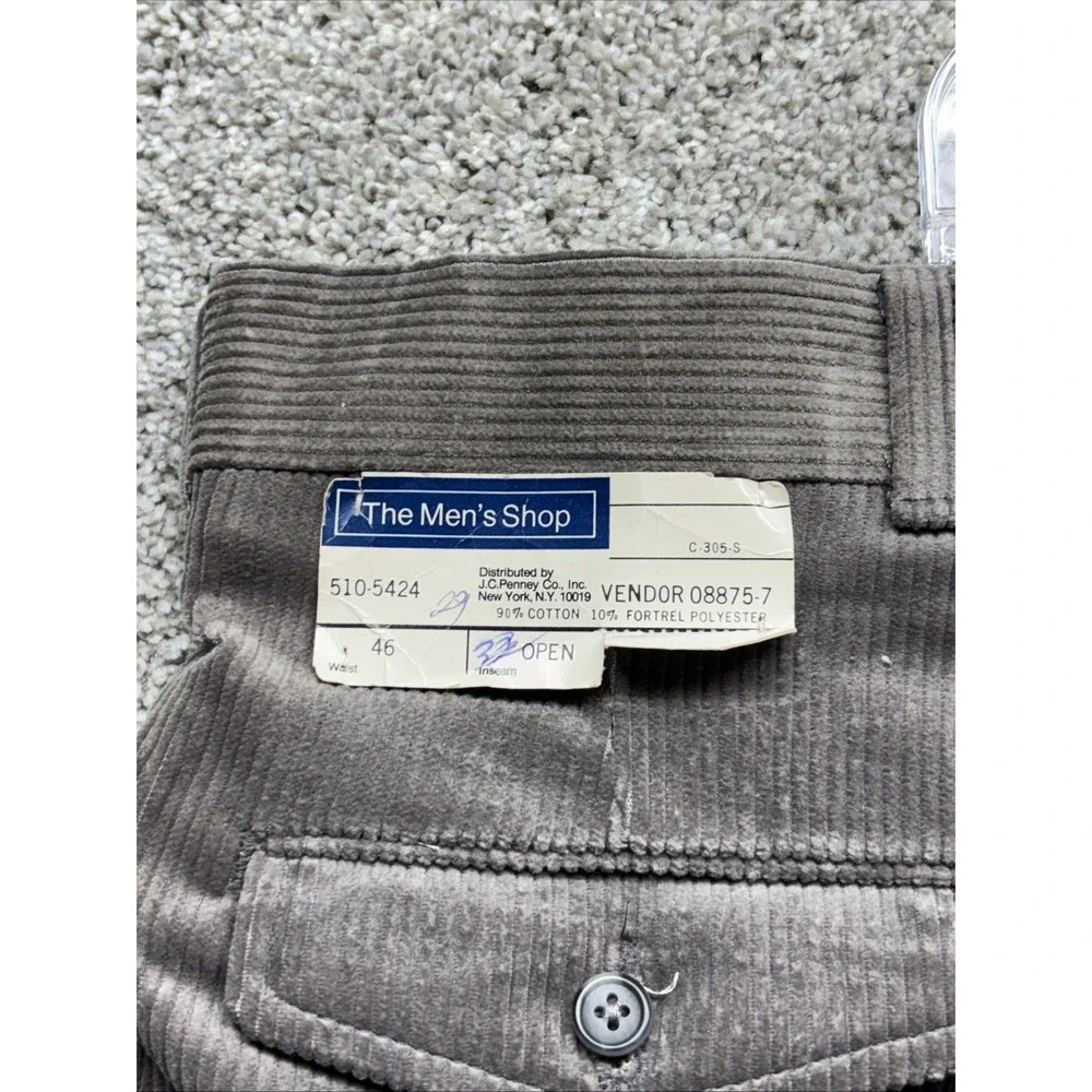 The JC Penney Men's Shop‎ Slack Flat Corduroy Dress Pants Men's Gray 44x30 NWT**